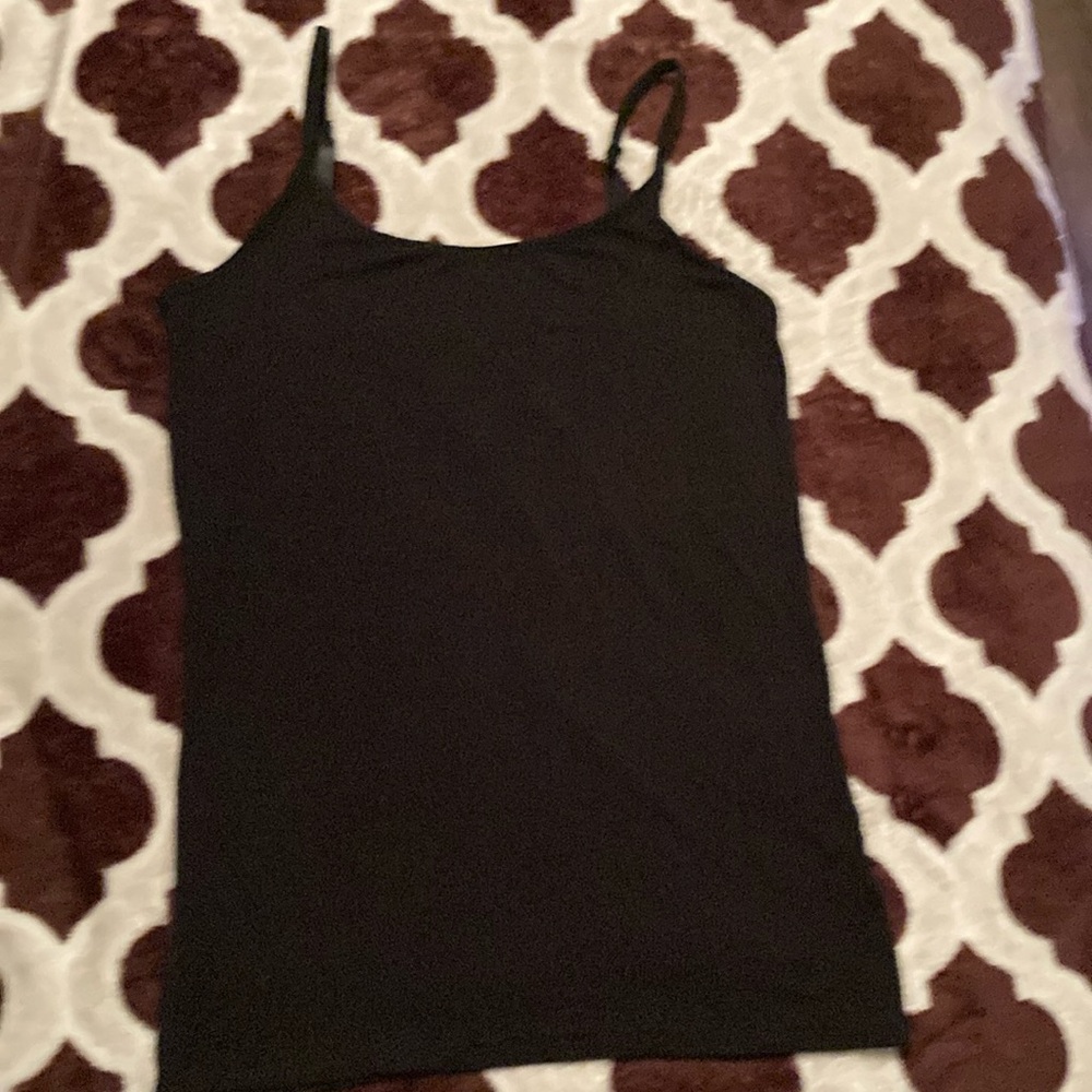 Size S unbranded soft viscose black camisole with adjustable spaghetti straps